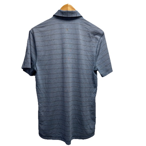 Lululemon Mens Size Small Blue Striped Evolution Performance Golf S/S Polo Shirt - Picture 3 of 4